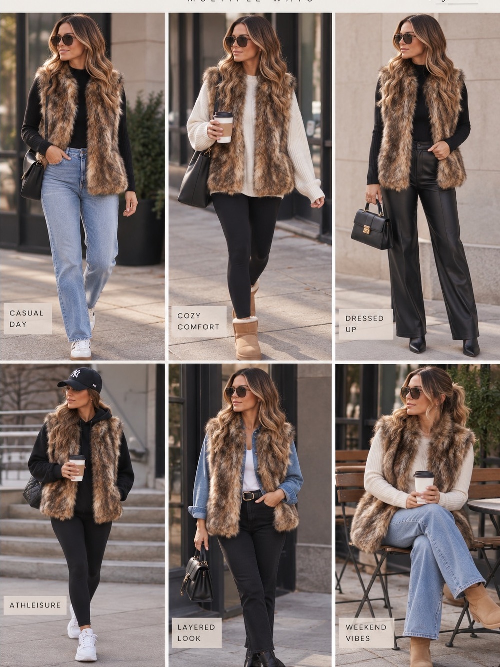Universal Thread Faux Fur Vest in Brown and Black